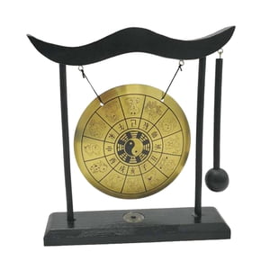 Magideal - Cobre Gong Adorno Asiático Gong Campana Mini Campanas De Viento Latón Feng Shui Escritorio Gong Cobre Chino Gong Con Soporte Para Mesa Decoración Para Estilo A