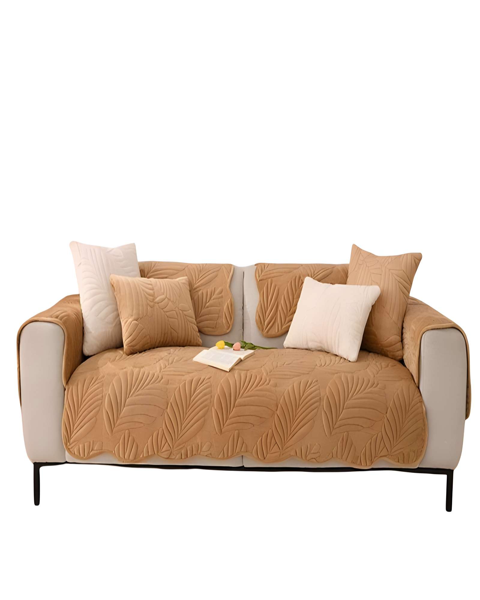 Genérico - Funda De Sofa De 5 Piezas Con Relieve Café