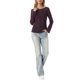 thumbnail image 2 of INSPIRE CHIC Blusa Jacquard para Mujer Cuello Barco Manga Larga Otoño Top de Punto Transparente M Púrpura, 2 of 6