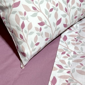 Sabana Andes 144 Hilos Estampada 1.5 Plaza Hojas Rosa