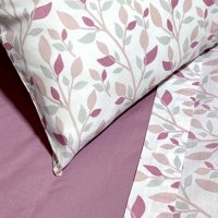 Andes - Sabana 144 Hilos Estampada 1 5 Plaza Hojas Rosa