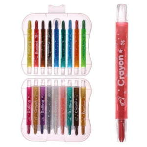 Genérico - Set De 18 Crayones Cortos Rotatorios - Con Estuche De Plástico