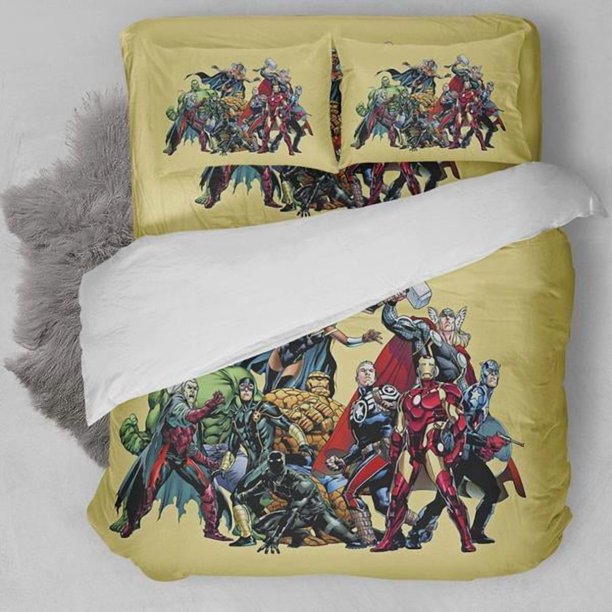Marvel Comic Bedding Set Duvet Cover Set PILLOWCASE3-Piece Bedding Set (1 Duvet Cover + 2 Pillow Shams)