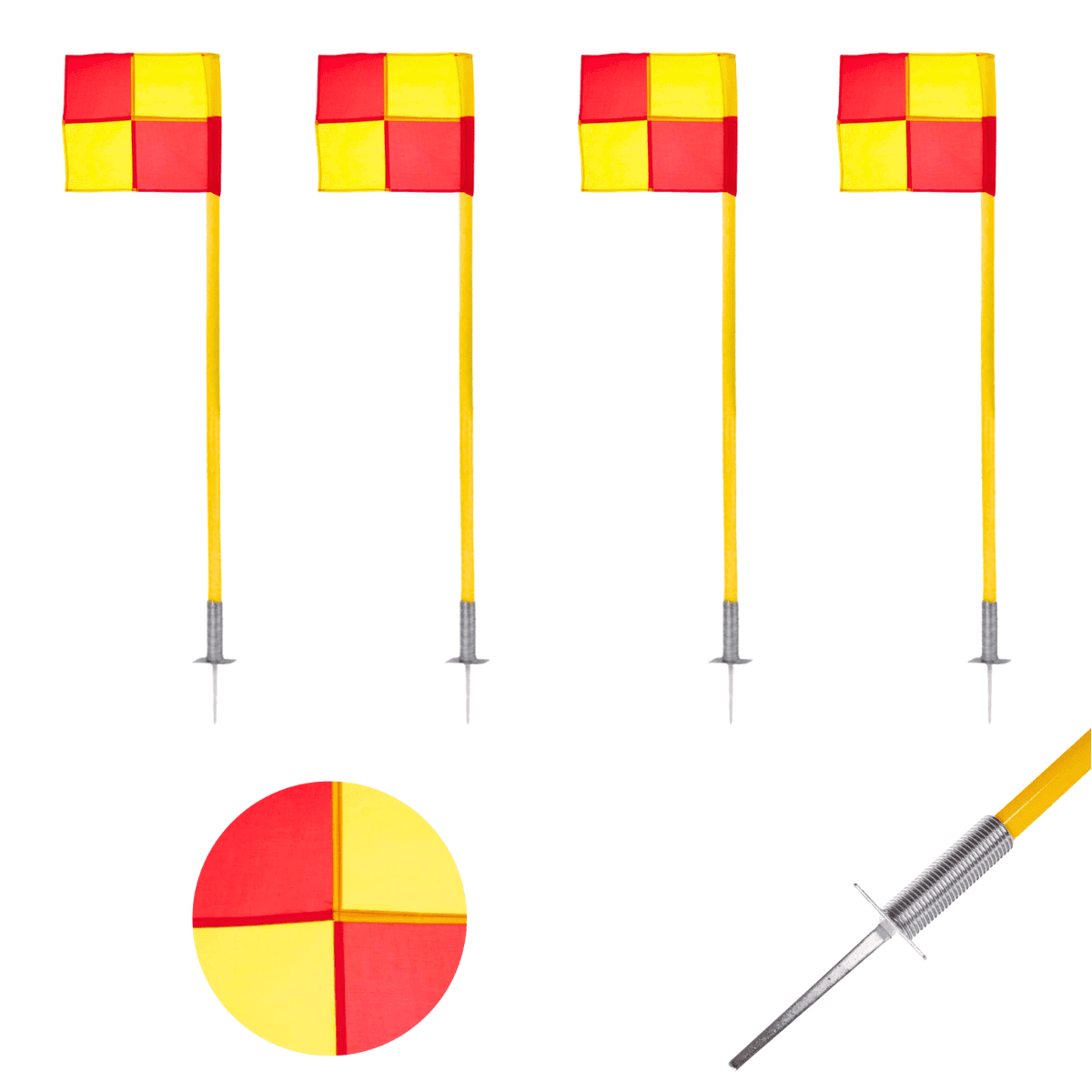 Linea Sport - Pack X4 Banderines Corner Pole Con Estacas 1.50mtrs Futbol