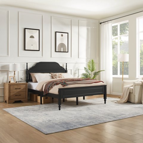 M&Ms - Elegant Bedroom Centerpiece Queen Bed With Padded Headboard Insert(No Mattress)