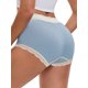 thumbnail image 3 of INSPIRE CHIC Braguitas de Encaje de Cintura Alta para Mujer, Ropa Interior de Algodón de Cobertura Completa, Talla L Azul Oscuro, 3 of 4