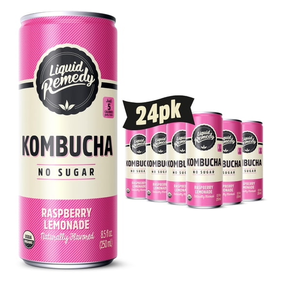 Kombucha Drink Remedy, limonada líquida de frambuesa, 250 ml, 24 unidades