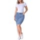 thumbnail image 2 of INSPIRE CHIC Falda Vaquera Ripped Raw Hem de Cintura Alta por Encima de la Rodilla para Mujer, Azul Claro L, 2 of 6
