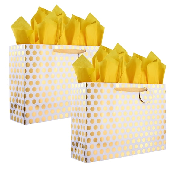 Bolsas de Regalo Bobobag 41 cm con Lunares Dorados - Pack de 2