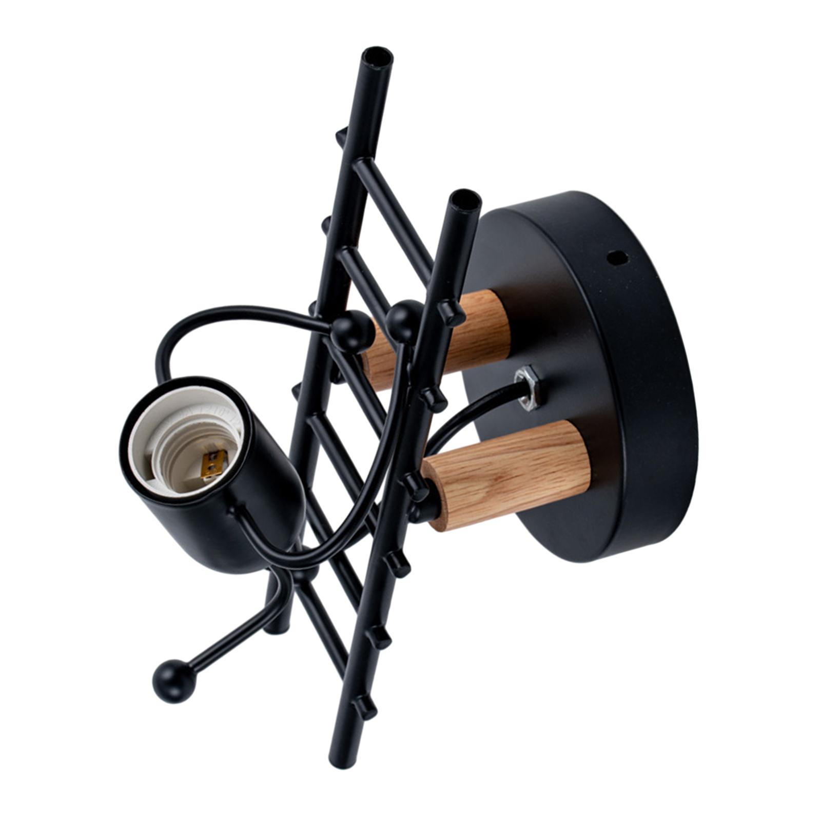 Magideal - Lámpara De Pared Humanoide, Lámpara De Lectura Para Mesita De Noche, Decoración De Arte Del Hierro, Lámpara De Pasillo Para Loft, Restaurante, Porche Negro