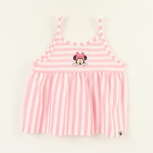 Polera Sin Manga Niña Rosado Rayas Minnie Mouse Disney