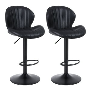 Novahus - Pack 2 Pisos De Bar Lounge Con Respaldo Y Reposapiés Negro