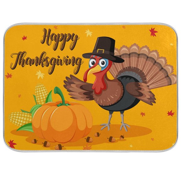 Alfombrilla para secar platos Nander Happy Thanksgiving con calabaza y pavo