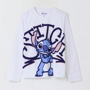 Polera Manga Larga Niña Lilo & Stitch Blanco Disney