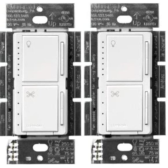 Control de ventilador y atenuador de luz Lutron Maestro MACL-LFQ-WH