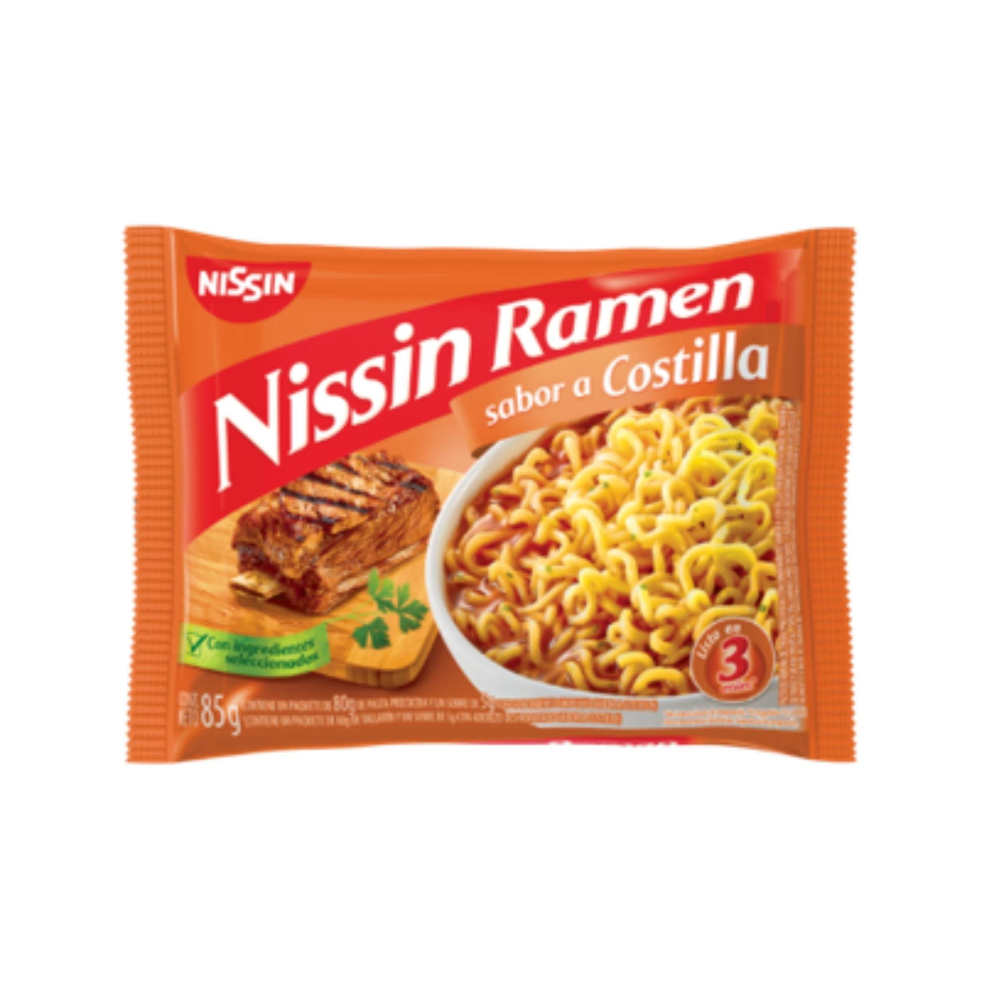 Pasta Fideos Instantáneos Ramen Sabor Costilla Bolsa 85 g Nissin