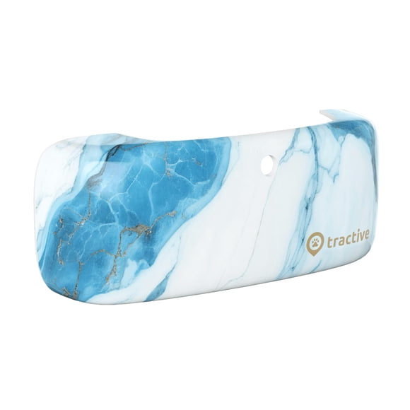 GPS Tracker Tractive Dog LTE (4) con tapa dura de mármol azul