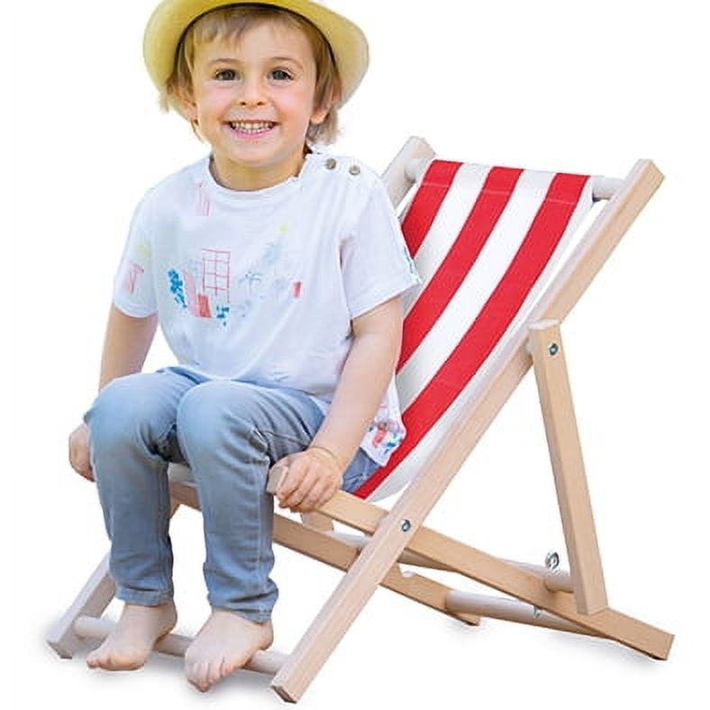 Genérico - Silla Madera Lona Roja Rayas