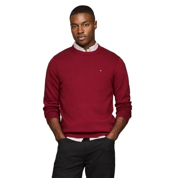 Jersey Tommy Hilfiger liso con cuello redondo para hombre Rouge XXL