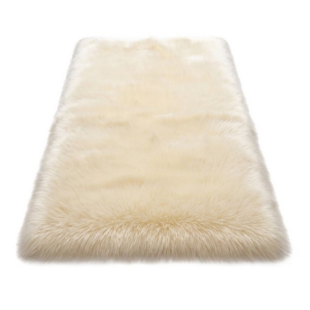 REGALWOVEN Alfombra de Área Suave y Peluda, Alfombras de Dormitorio Ultra Esponjosas, Alfombra Peluda Antideslizante para Habitación, Guardería, Dormitorio Beige 24" x 16"