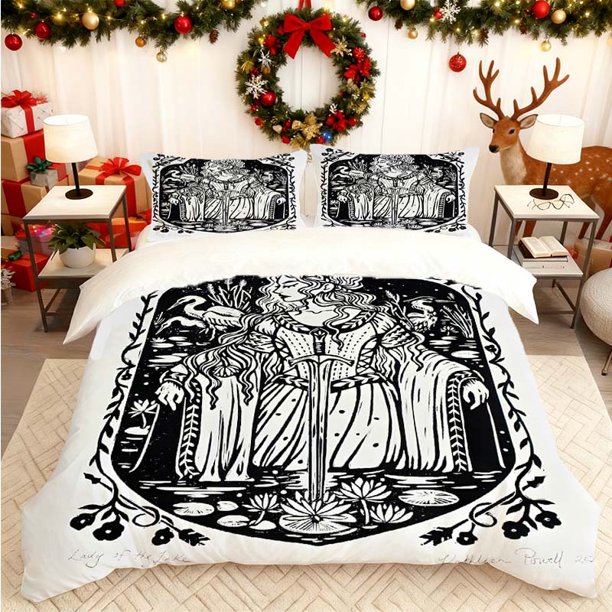 Lake Knightess Printed Duvet Cover Set Bedding Set Includes Duvet Cover + 2 Pillowcases All-Season Home Bedroom Guest Room Essential Perfect Gift for Family and