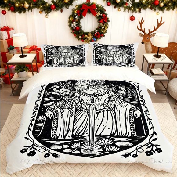 Lake Knightess Printed Duvet Cover Set Bedding Set Includes Duvet Cover + 2 Pillowcases All-Season Home Bedroom Guest Room Essential Perfect Gift for Family and