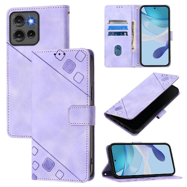 Funda Cartera para Motorola Edge 50 con Soporte y Ranuras, Resistente a Golpes y Rayones Morado