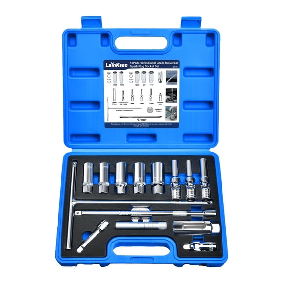 Juego de dados magnéticos para bujías LainKeen de 15 piezas con barra de extensión