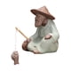 thumbnail image 1 of Figura En Miniatura De Pescador, Escultura Pequeña Para Gabinete, Escritorio Interior Y Exterior, 1 of 3