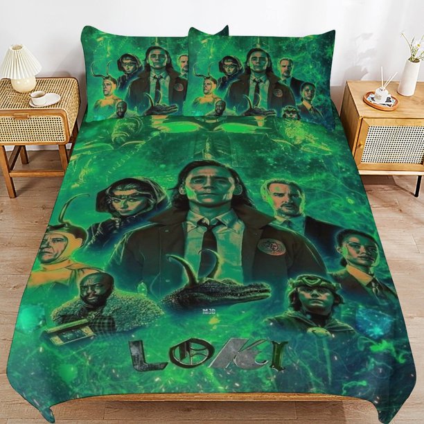 Loki Bedding Sets Ultra Soft Skin-Friendly Duvet Cover 3 Piece, Cute Comforter Cover Bed Set for Boys Girls Kids
