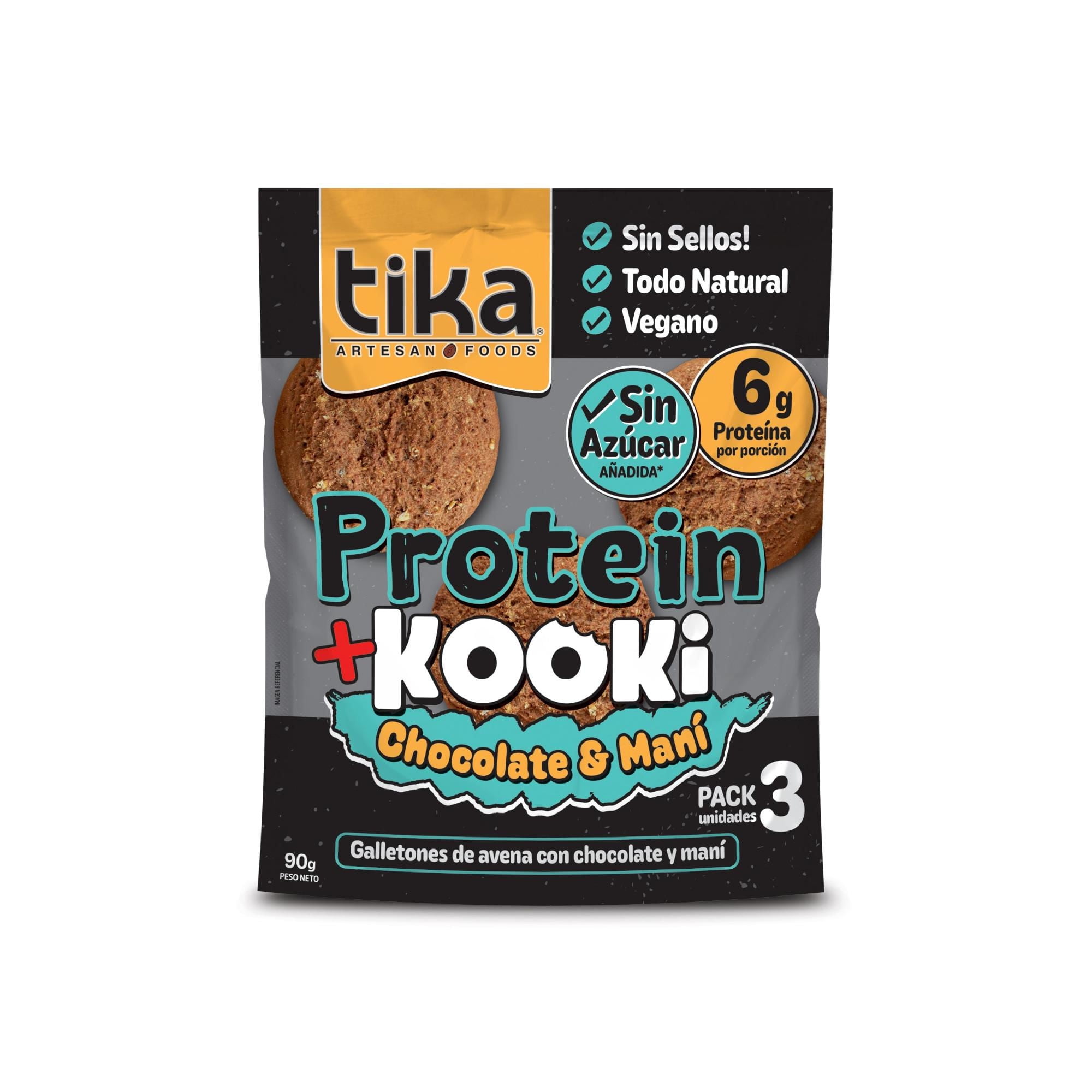 Galletón Kooki Protein Chocolate & Maní 90 g Tika Foods
