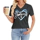 thumbnail image 3 of Camiseta de cuello en V para fanática del béisbol Talovee, gris oscuro, 3 of 6