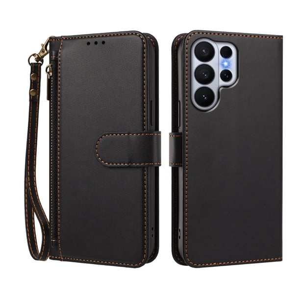 Funda Tipo Billetera para samsung galaxy S26 Ultra con Soporte y Bolsillo con Cierre Negro