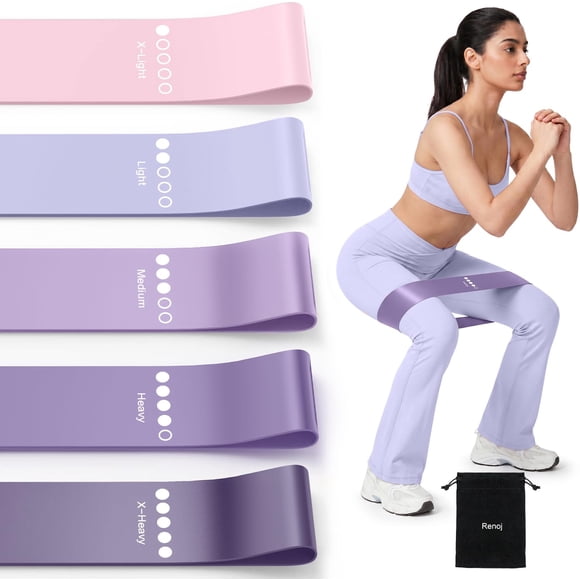 Bandas de resistencia Renoj, paquete de 5 bandas elásticas de loop para entrenamiento