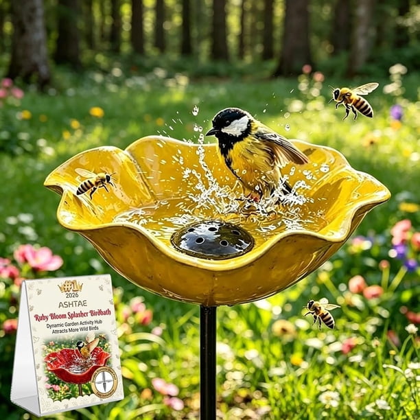 Estaca jardín flor metal hecha mano baño pájaros estación riego polinizadores abejas mariposas