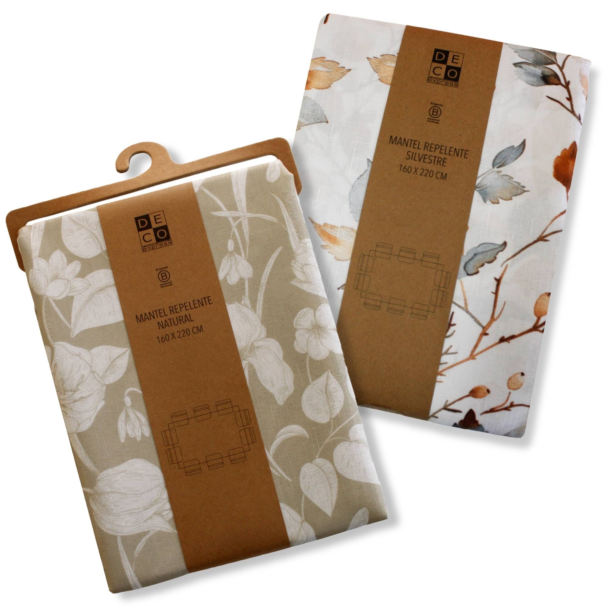Decoexpress - Set 2 Manteles Antimanchas Silvestre Y Natural 160x220 Cm