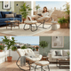 thumbnail image 5 of Silla Mecedora Boho Papasan Nido + Reposa Pies Moderna GRIS, 5 of 5