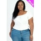thumbnail image 1 of Top Casual De Punto Acanalado Liso Con Mangas Abullonadas Fruncidas De Talla Grande, 1 of 5