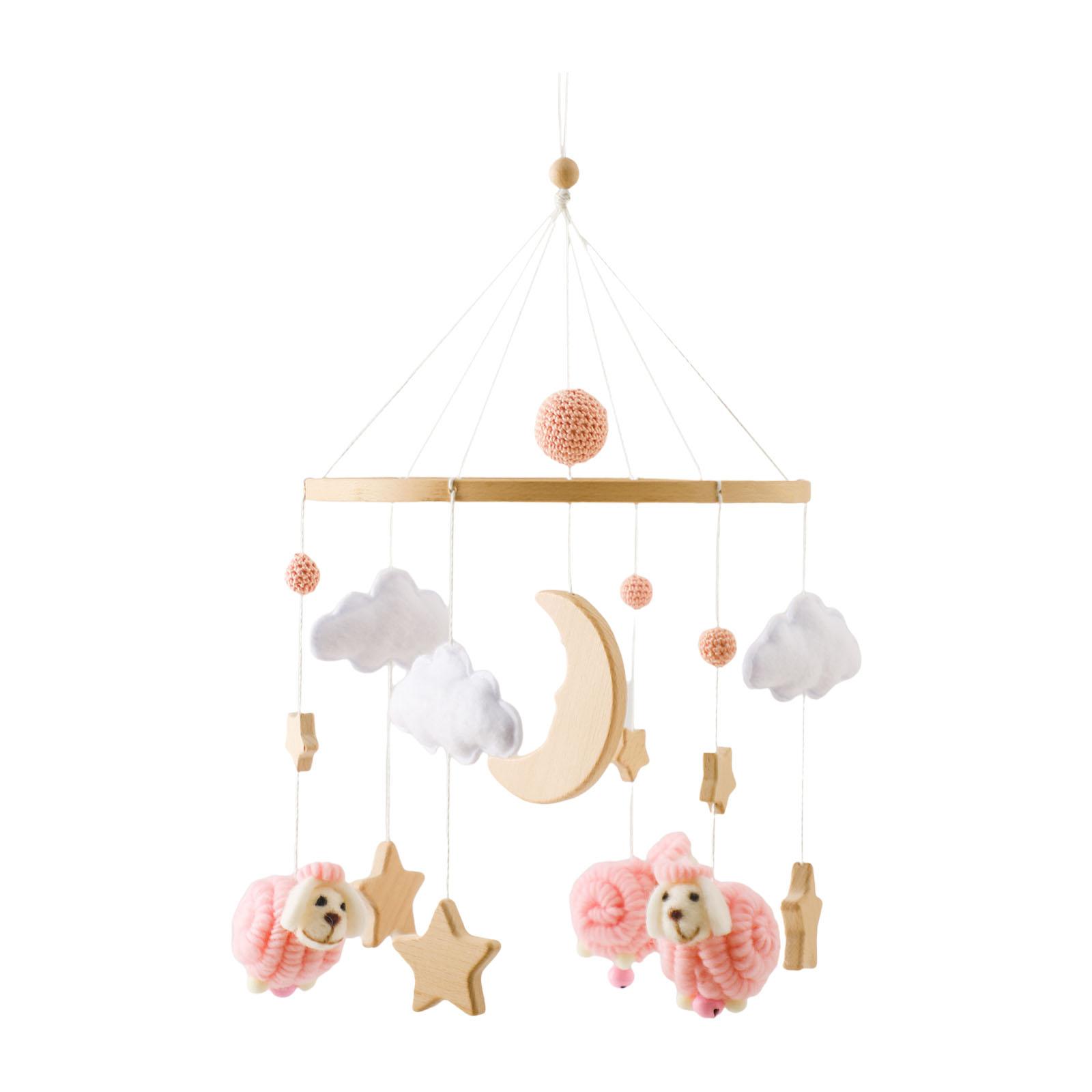 Magideal - Campana De Cama Móvil Para Cuna De Guardería, Juguete Montessori, Decoración De Guardería, Adornos De Fieltro, Decoración Colgante Para Niños Y Niñas Rosa