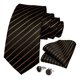 thumbnail image 1 of Corbata Seda Hombres, Paño Y Colleras. Modelo Black Copper Negro Rayas 150 Cm, 1 of 6