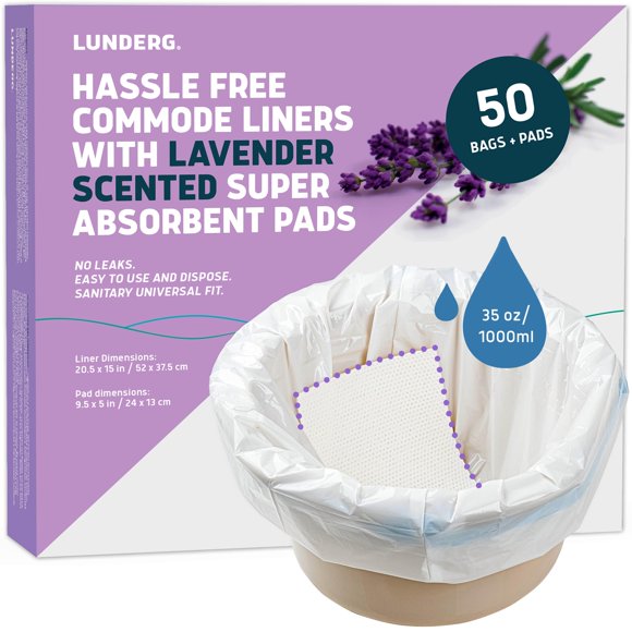 Forros Commode Liners Lunderg con aroma a lavanda y almohadillas absorbentes, 50 unidades