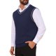 thumbnail image 4 of INSPIRE CHIC Chaleco de Suéter para Hombre Cuello en V Jersey sin Mangas Top L Azul Marino, 4 of 5