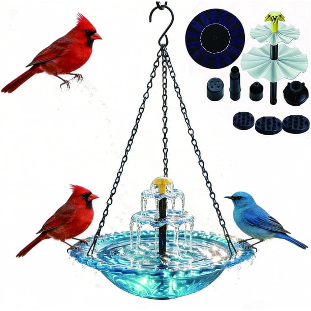 Baño pájaros colgante energía solar exterior kit fuente colibríes regalo jardín
