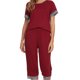 thumbnail image 5 of INSPIRE CHIC Conjunto de Pijama para Mujer Cuello Redondo Manga Corta con Pantalones Capri Ropa de Dormir Casual XL Rojo, 5 of 6