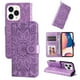 thumbnail image 5 of Funda tipo cartera FOXDOCK para iPhone 14 Pro , diseño girasol en relieve, cuero PU, cierre magnético, soporte y tarjetero, 5 of 5