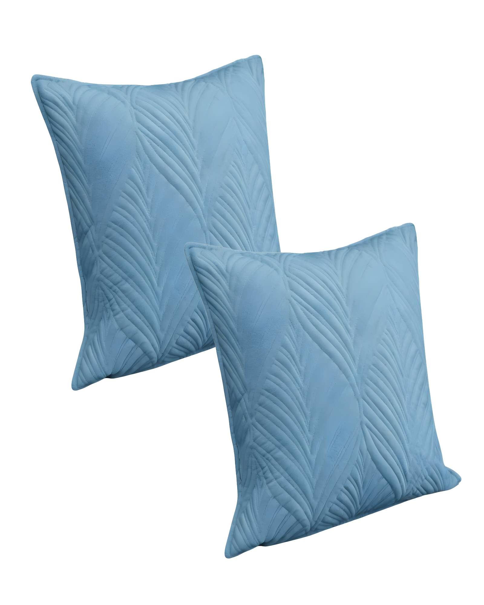 Genérico - Set De 2 Fundas De Cojin Serie Hojas 45X45 Cm Celeste