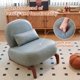 thumbnail image 5 of Silla de acento linda con patas de madera maciza, silla de salón de cuero falso con cojín suave, 5 of 5