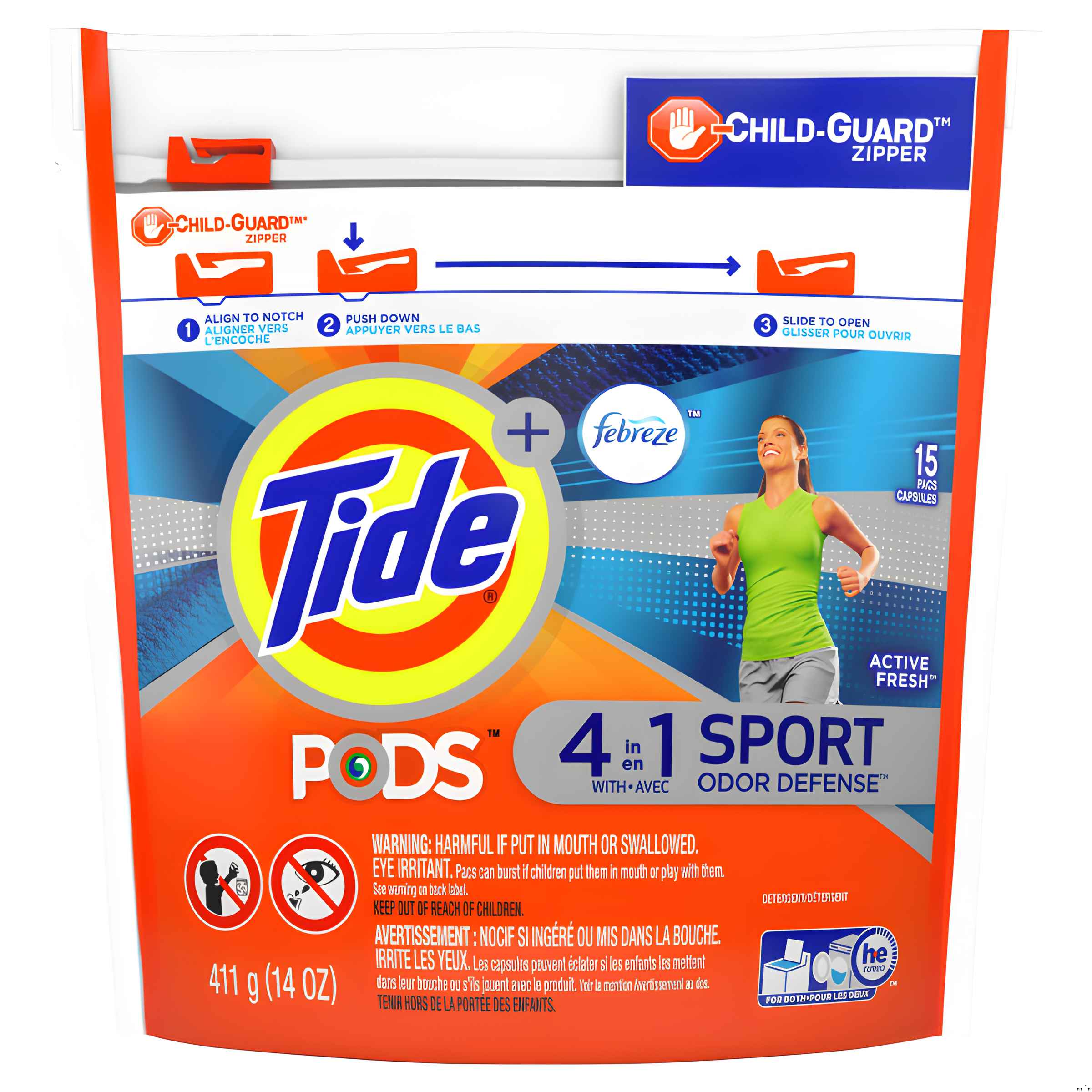 thumbnail image 1 of Detergente de Ropa Concentrado Sports Capsulas 4 en 1 15 pods - Tide, 1 of 2