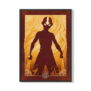 Creango - Cuadro Poster Enmarcado Avatar Aang Estilo Fuego Decorativo