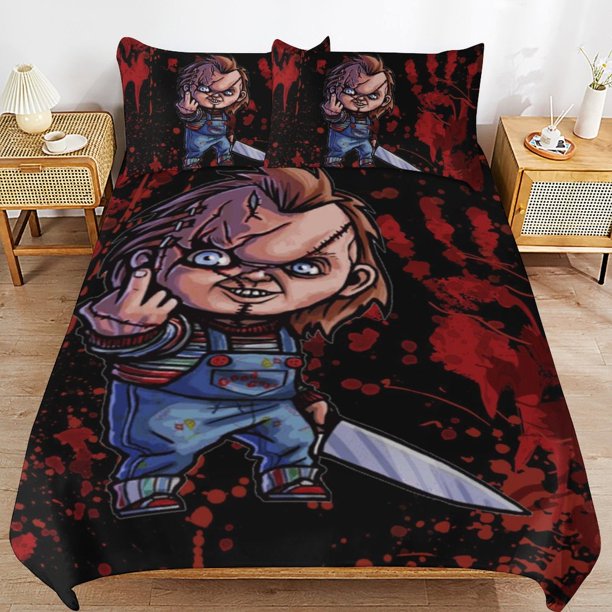 Chucky Horror Movie Duvet Cover Set 3 Piece Bedding Set Double Sided Printing Decorative Comforter Cover Set